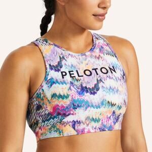 PELOTON Sports Bra High Neck River Rock Printed Athletic Top NWOT XS